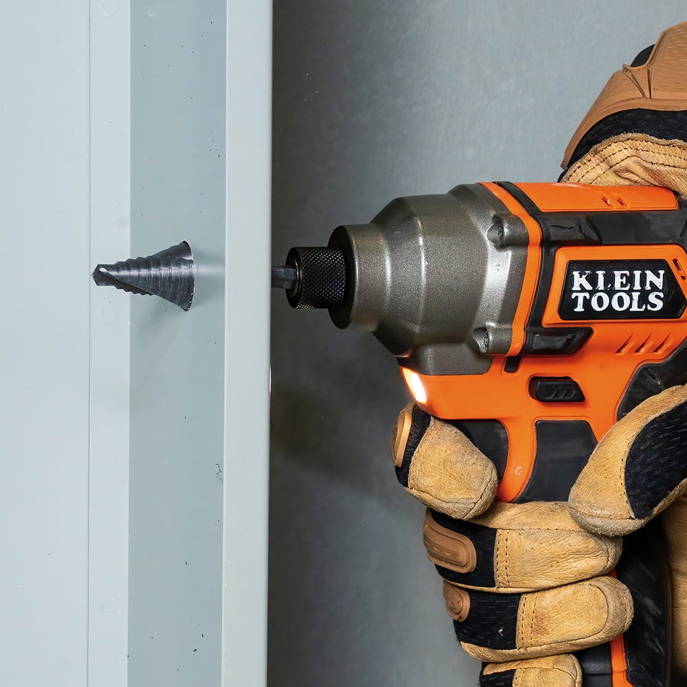 Klein Tools QRST11 Step Drill Bit, Quick Release, Double Spiral Flute, 7/8 to 1-1/8 in.