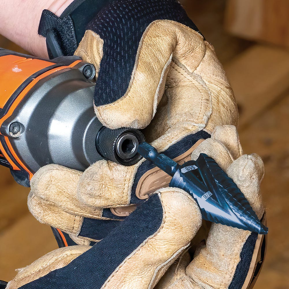 Klein Tools QRST11 Step Drill Bit, Quick Release, Double Spiral Flute, 7/8 to 1-1/8 in.