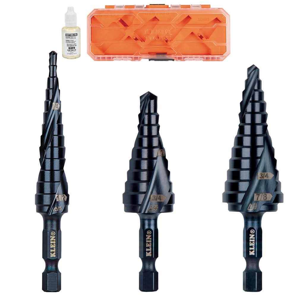 Klein Tools QRST3PC Premium All Purpose Quick Release Step Bit Kit, 3-Piece