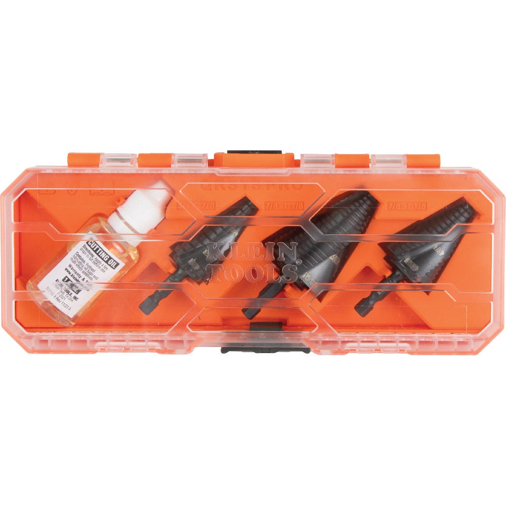 Klein Tools QRSTSPRO 3-Piece Premium Electrician's 1/4-in. Hex Quick-Release Step Bit Set