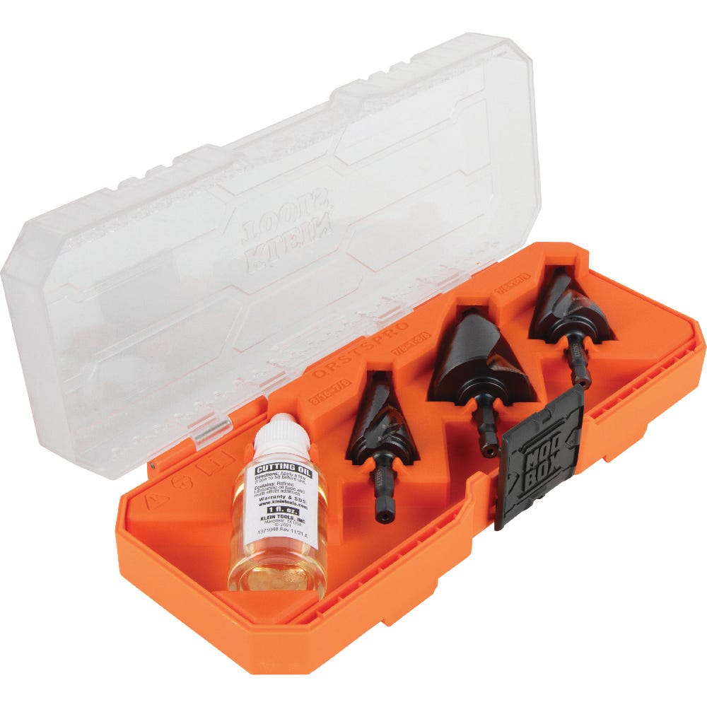 Klein Tools QRSTSPRO 3-Piece Premium Electrician's 1/4-in. Hex Quick-Release Step Bit Set