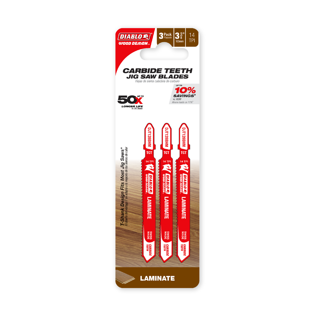 Diablo 3-5/8 in. 14 TPI Carbide Jig Saw Blade for Laminate Material (DJT128BHM3) in retail packaging