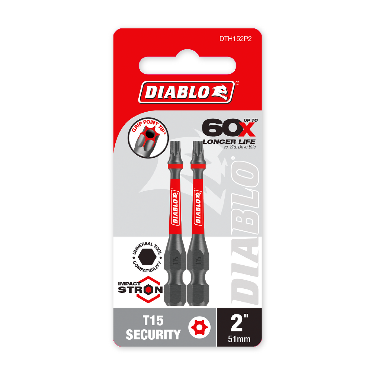 Diablo 2 in. Torx Security T15 Drive Bit (DTH152P2) in retail packaging
