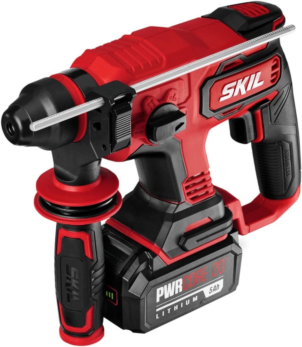 SKIL RH1704-1A PWRCORE 20 Brushless 20V 7/8" Rotary Hammer Kit with 5.0Ah Battery and PWR JUMP Charger