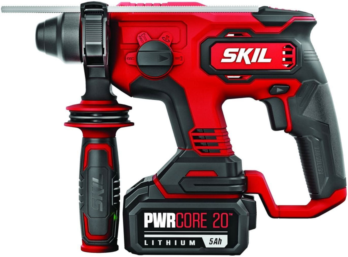 SKIL RH1704-1A PWRCORE 20 Brushless 20V 7/8" Rotary Hammer Kit with 5.0Ah Battery and PWR JUMP Charger