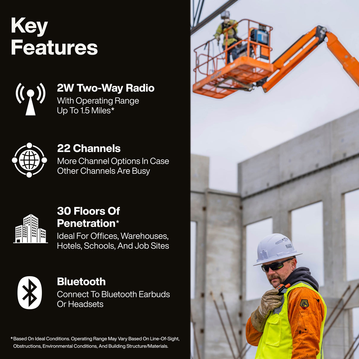 Klein Tools RJSC200 two-way radio Bluetooth pairing with a headset