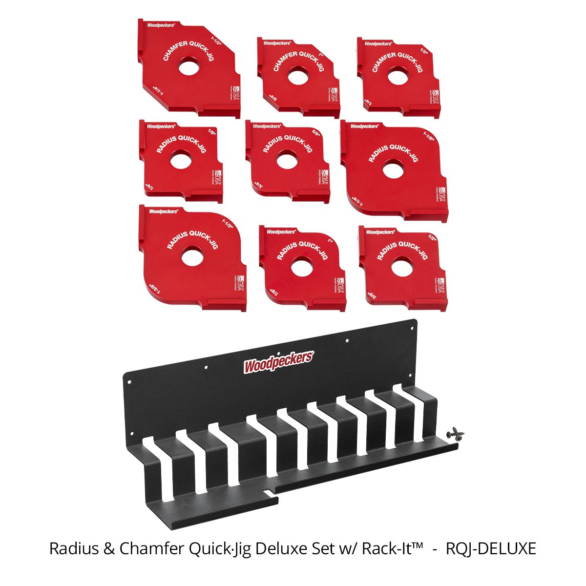 Woodpeckers RQJ-DELUXE Chamfer & Radius Quick Jig 9-Piece Set