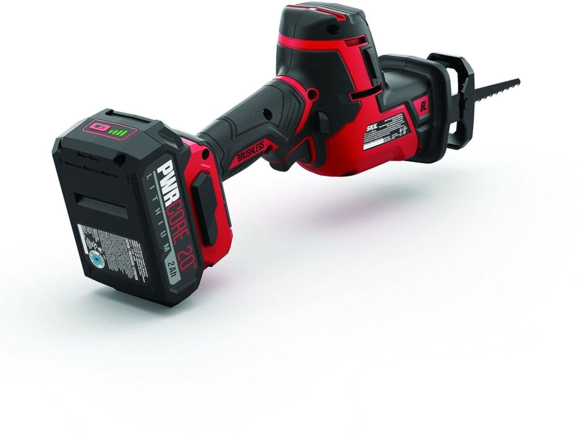 SKIL RS5825B-10 PWR CORE 20 Brushless 20V Compact Reciprocating Saw with Battery and Auto PWR JUMP Charger