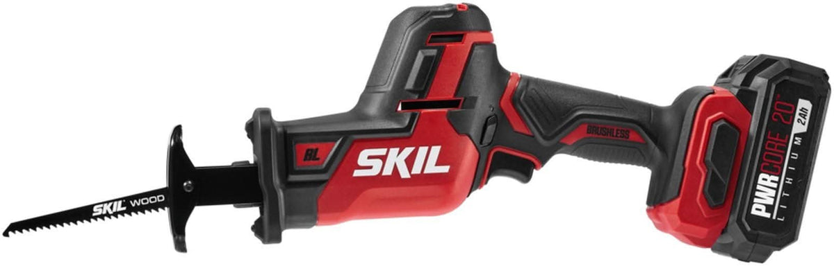 SKIL RS5825B-10 PWR CORE 20 Brushless 20V Compact Reciprocating Saw with Battery and Auto PWR JUMP Charger