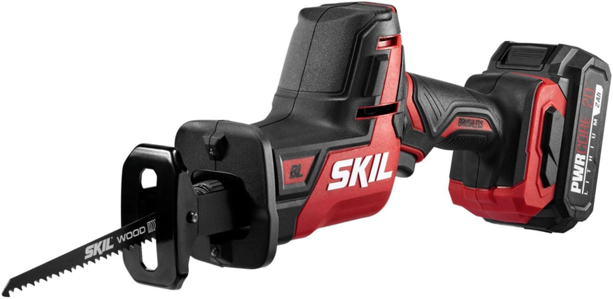 SKIL RS5825B-10 PWR CORE 20 Brushless 20V Compact Reciprocating Saw with Battery and Auto PWR JUMP Charger