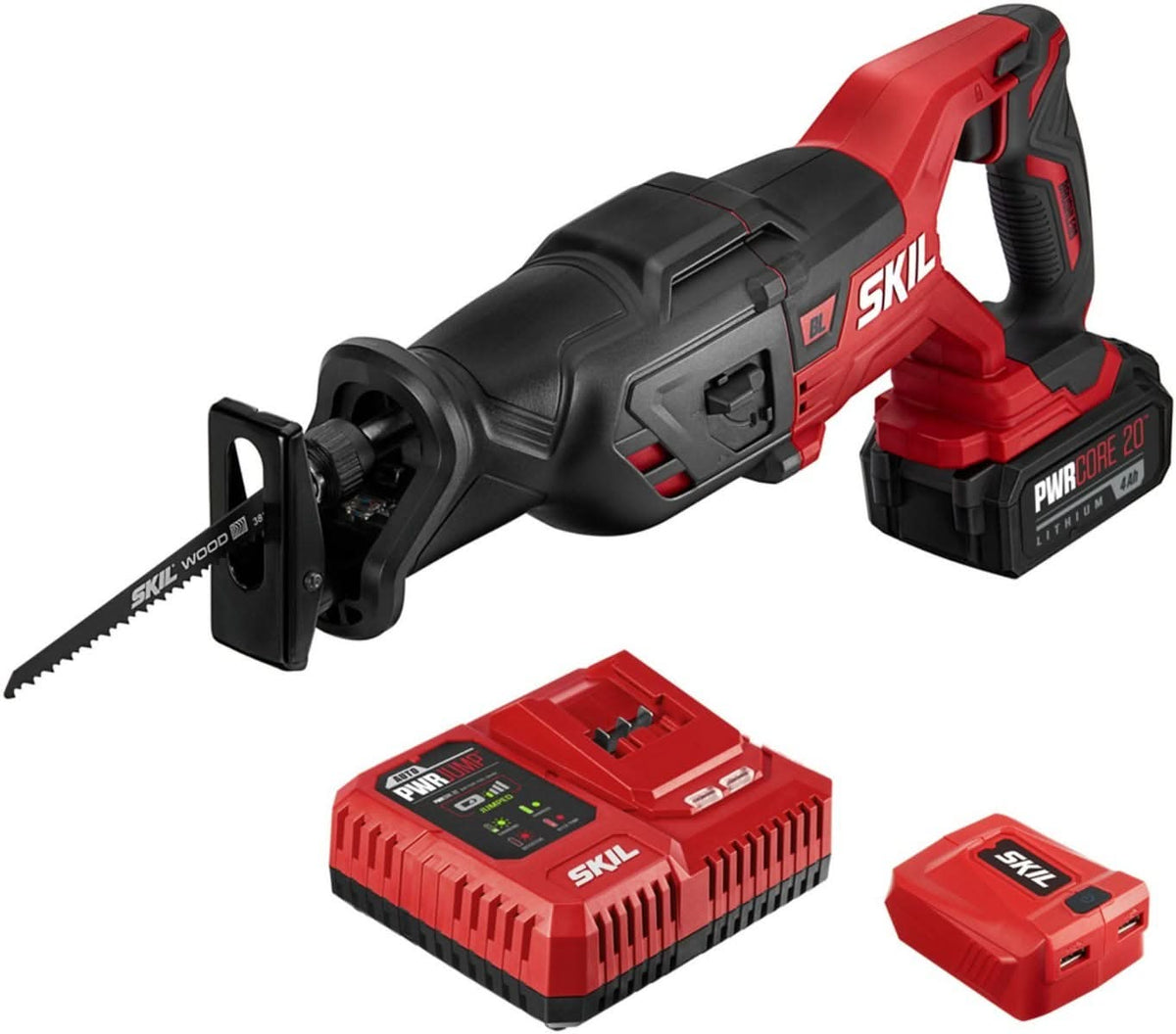SKIL RS5884-1A PWRCore 20 Brushless 20V Reciprocating Saw Kit with 4.0Ah Battery and PWR JUMP Charger