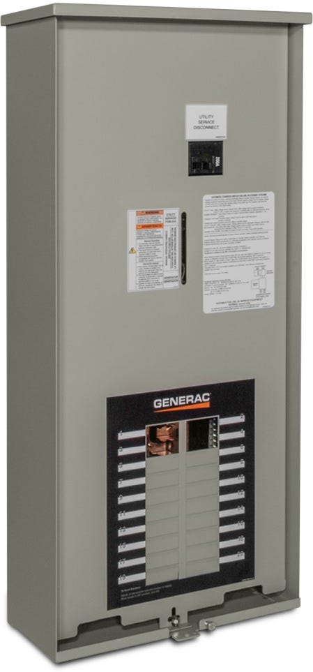 Generac RXGW20SHA3 200 amp Auto Transfer Switch with 20-40 Circuit Load Center