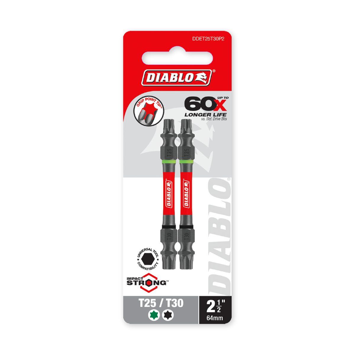 Diablo 2-1/2 in. Double-Ended Torx T25/T30 Drive Bit (DDET25T30P2) in retail packaging