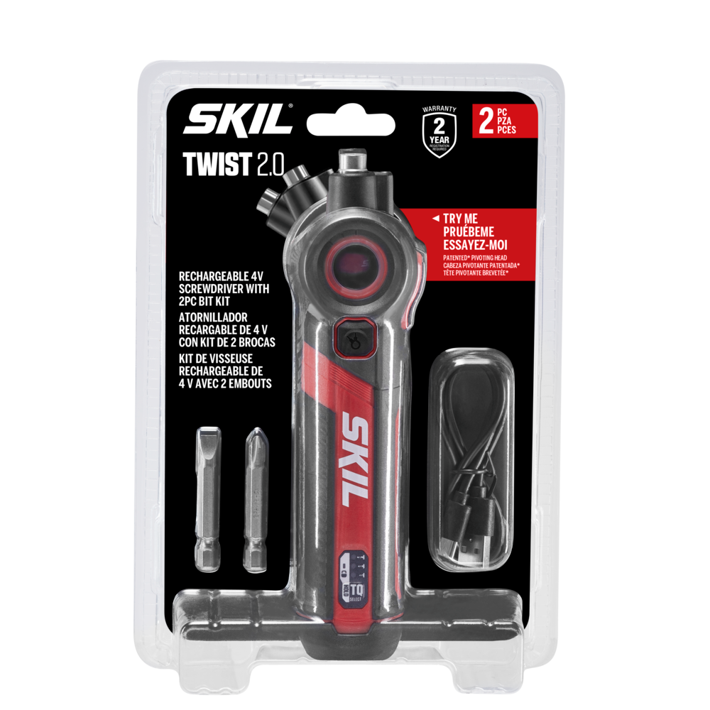 SKIL SD5619-01 Twist 2.0 Rechargeable 4V Screwdriver with 2-Piece Bit Kit