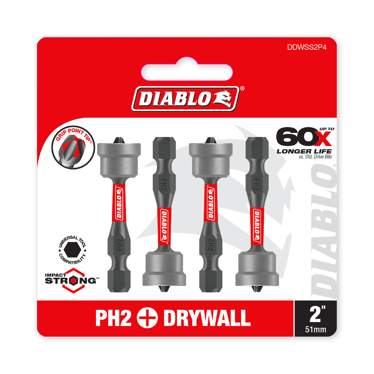 Diablo 2 in. Phillips #2 Drywall Screw Setter (DDWSS2P4) in retail packaging