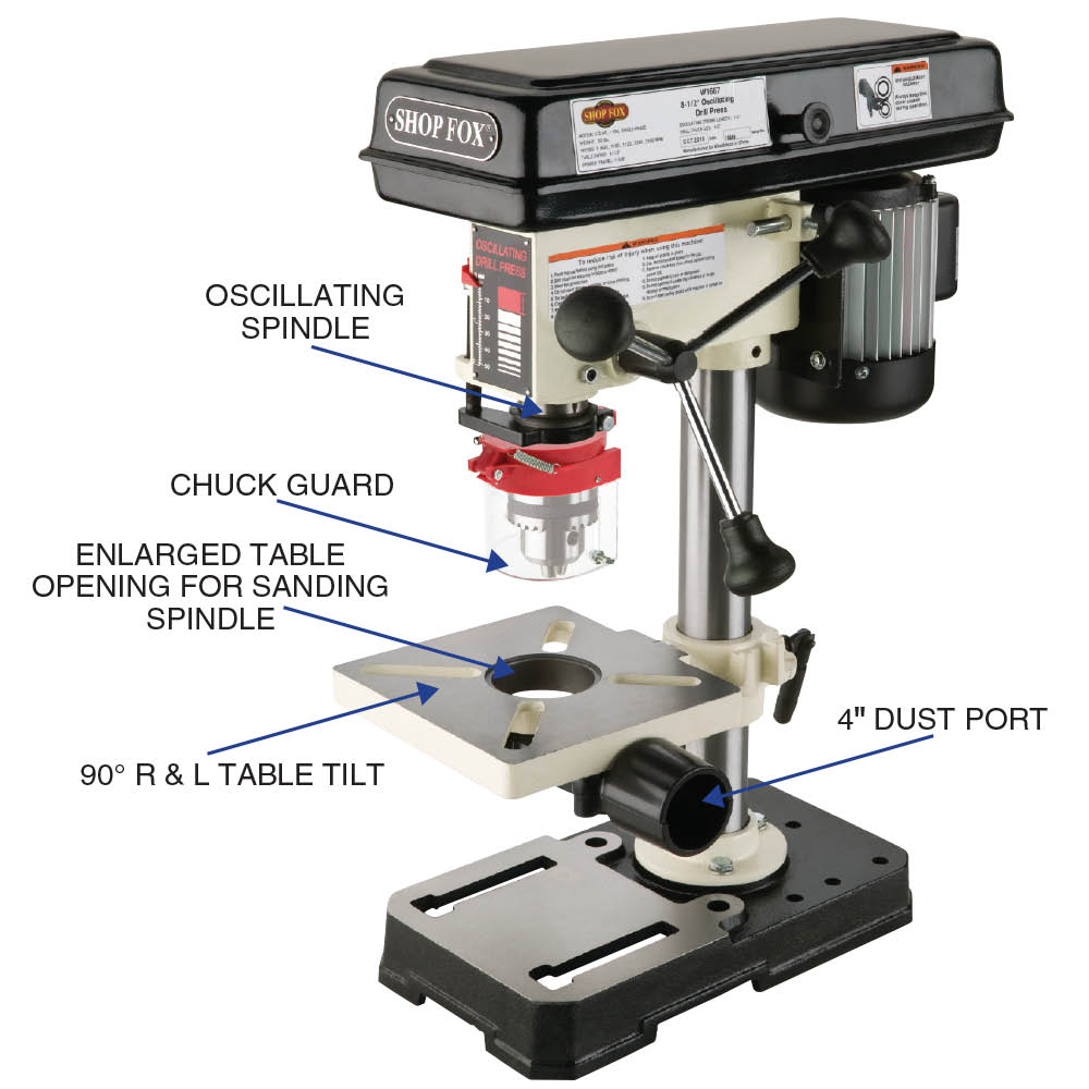 Shop Fox W1667 1/2 HP 8-Inch 5 Speed Oscillating Drill Press