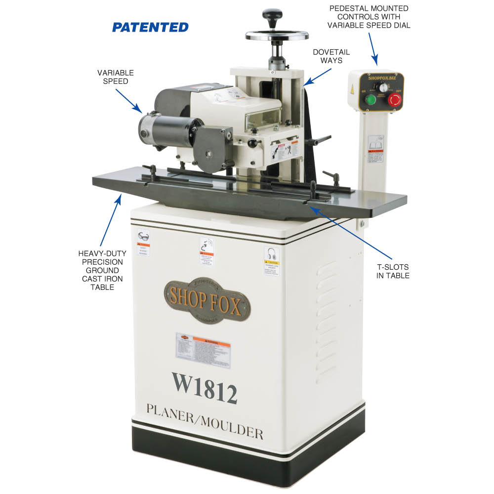 Shop Fox W1812 7-Inch Planer / Moulder with Stand