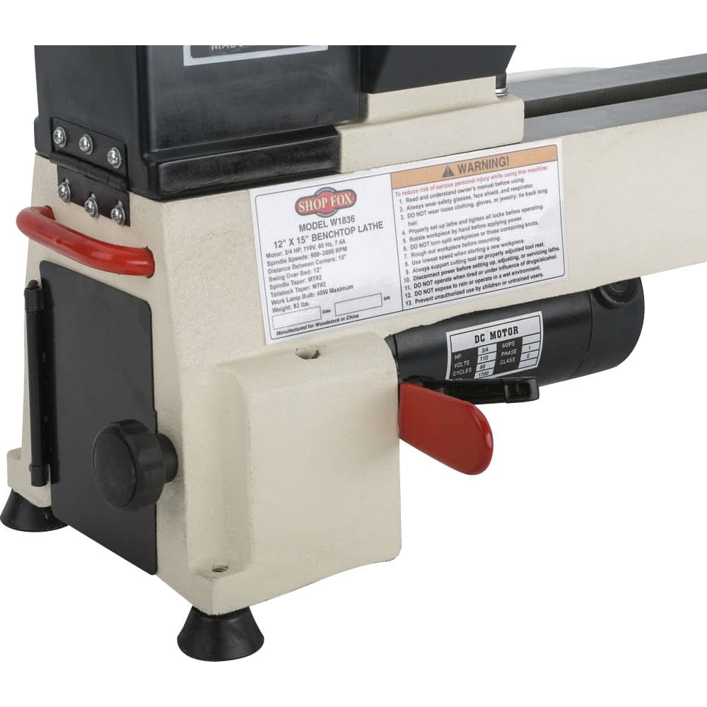 Shop Fox W1836 12-Inch x 15-Inch Benchtop Wood Lathe