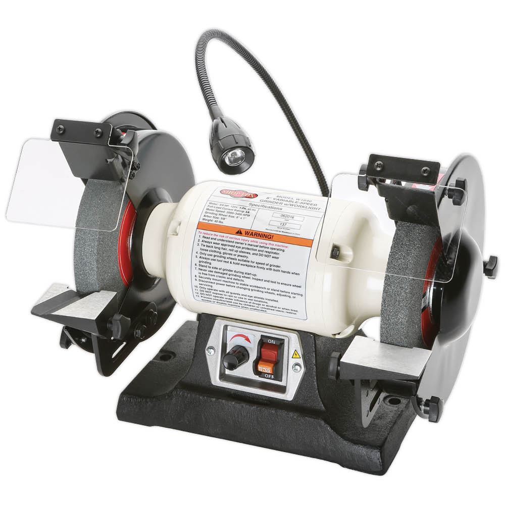 Shop Fox W1840 8-Inch Variable Speed Grinder with Work Light