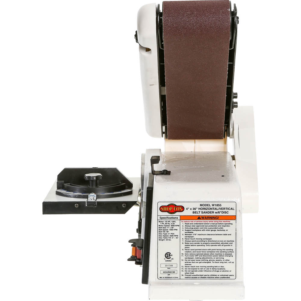 Shop Fox W1855 4-Inch x 36-Inch Horizontal / Vertical Belt Sander with 6-Inch Disc