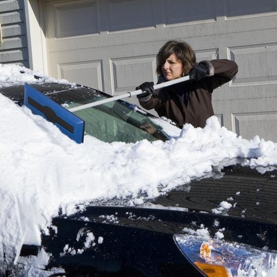 Snow Joe SJBLZD 2-In-1 Telescoping Snow Broom + Ice Scraper
