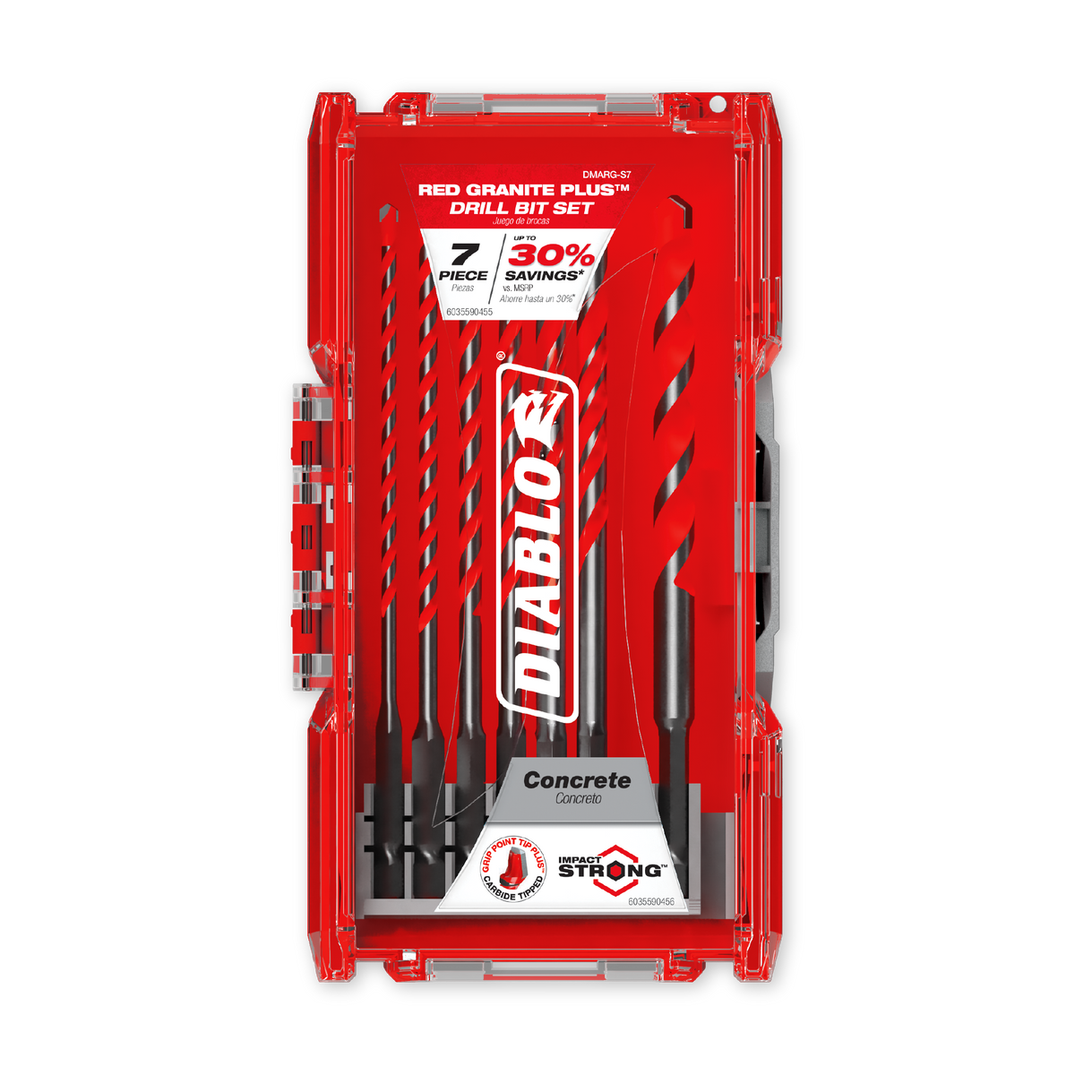 Diablo SPEEDemon Red Granite PLUS Carbide-Tipped Hammer Drill Bit Set (DMARG-S7) in retail packaging
