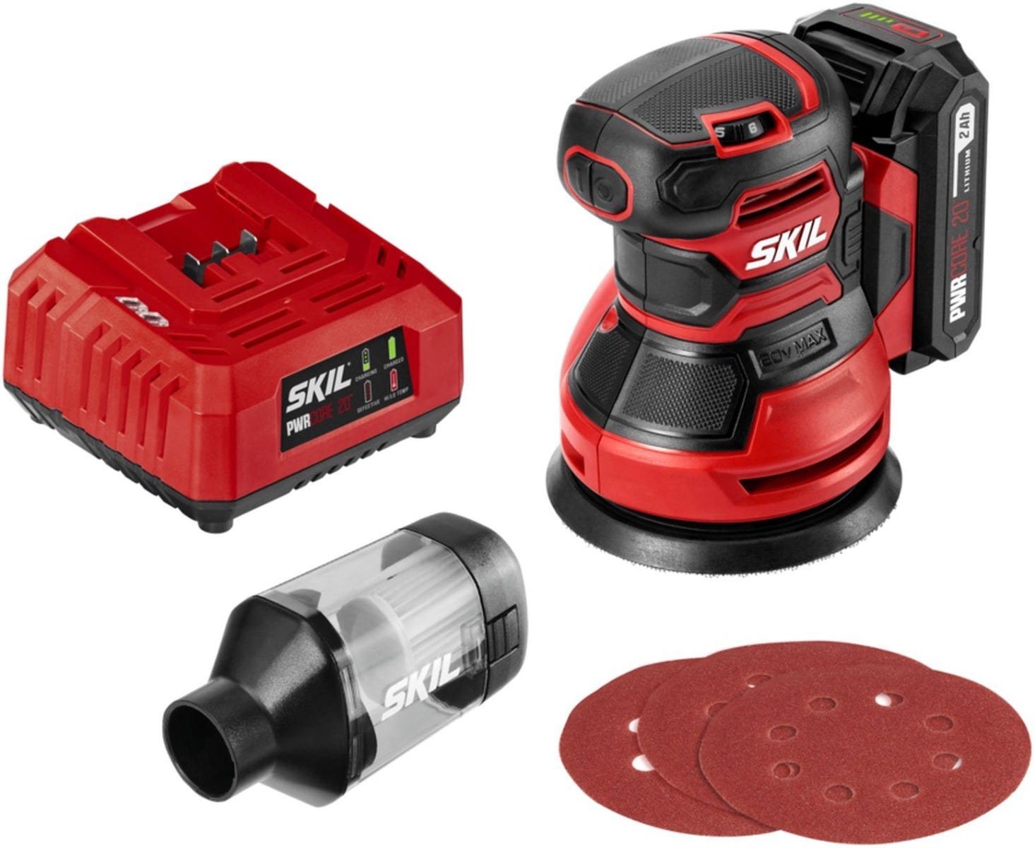SKIL SR6604B-10 PWR CORE 20 5" Random Orbital Sander with Battery and Charger