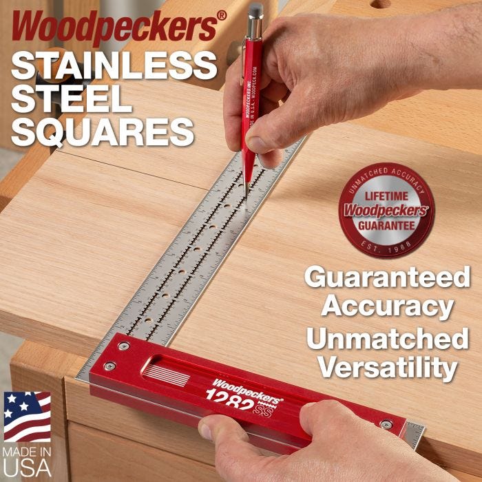 Woodpeckers SSSQ-06-24 Stainless Steel Square, 6 in. w/ Rack-It