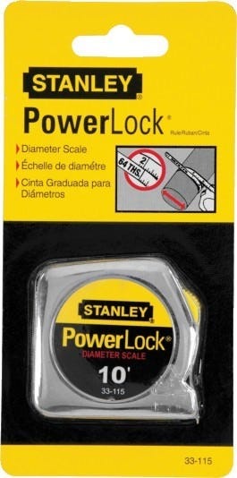 Stanley 33-115 10' x 1/4" PowerLockPocket Tape Rule with Diameter Scale