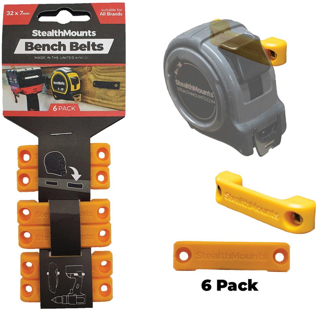 StealthMounts Bench Belts Blue, 6-Pack