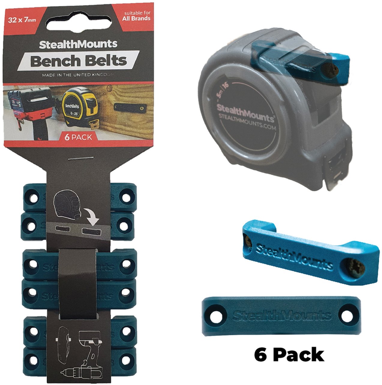 StealthMounts Bench Belts Yellow, 6-Pack