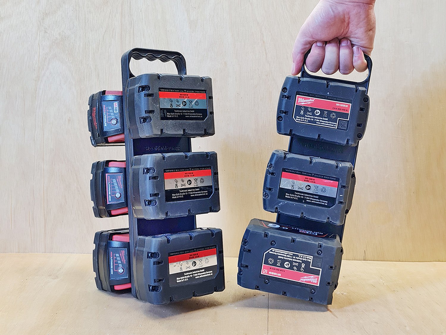 StealthMounts Battery Holder with Handle for Milwaukee M18 Batteries