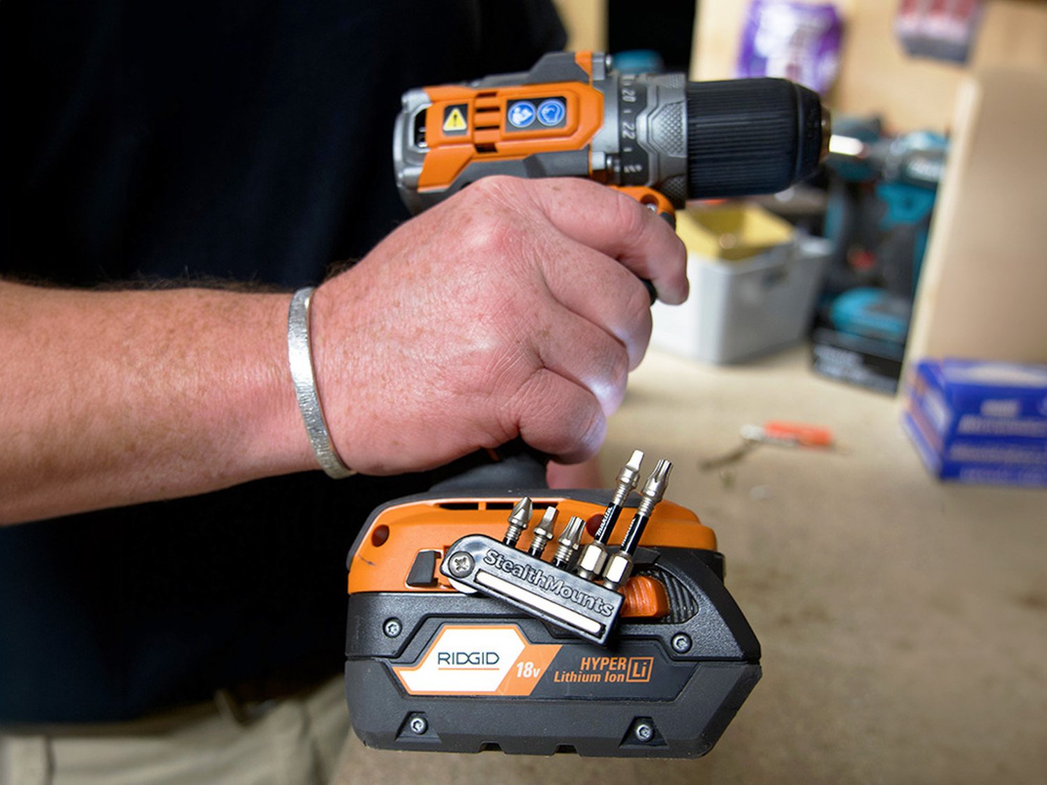 StealthMounts Magnetic Bit Holder for AEG & Ridgid 18V Tools, 2-Pack