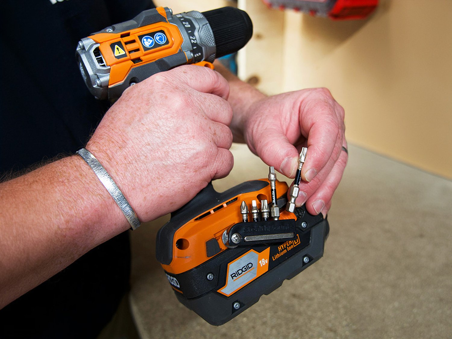 StealthMounts Magnetic Bit Holder for AEG & Ridgid 18V Tools, 2-Pack