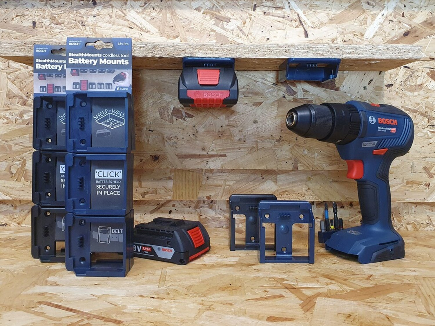 StealthMounts Battery Mounts for Bosch 18V, 6-Pack