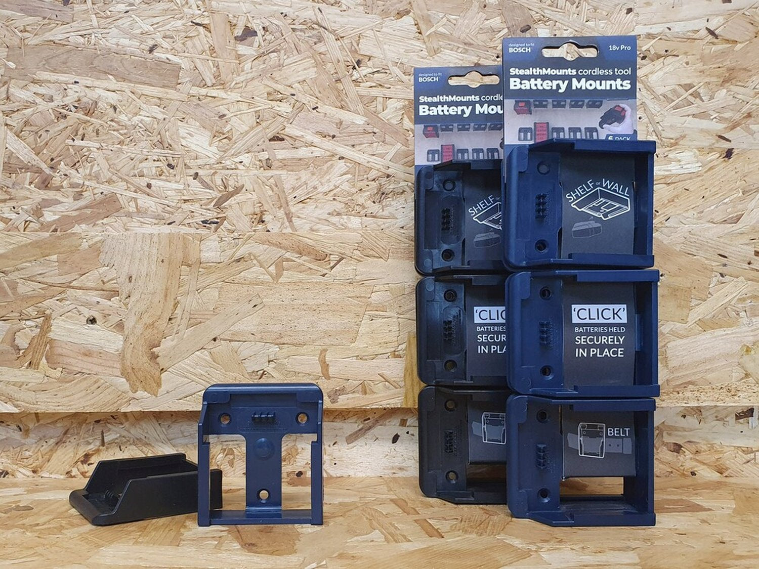 StealthMounts Battery Mounts for Bosch 18V, 6-Pack