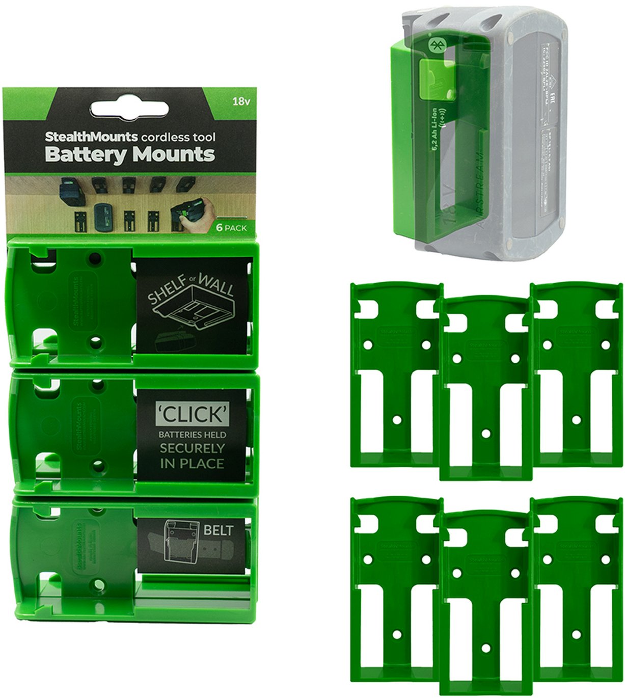 StealthMounts Battery Mounts for Festool 18V, 6-Pack