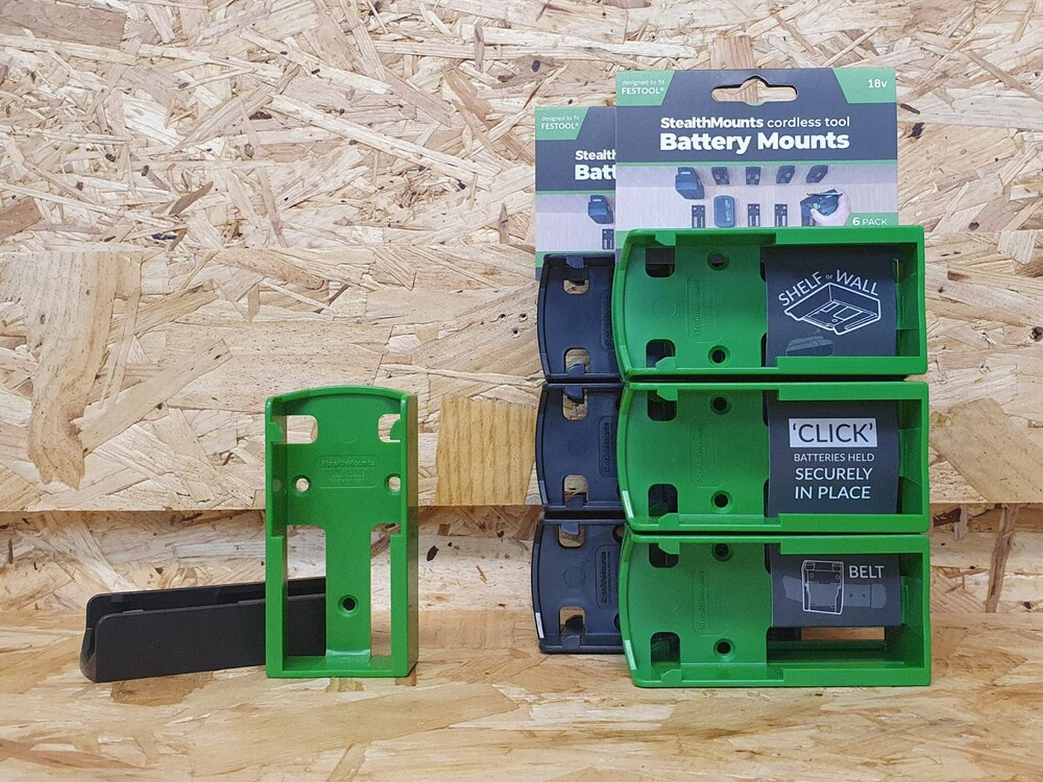 StealthMounts Battery Mounts for Festool 18V, 6-Pack
