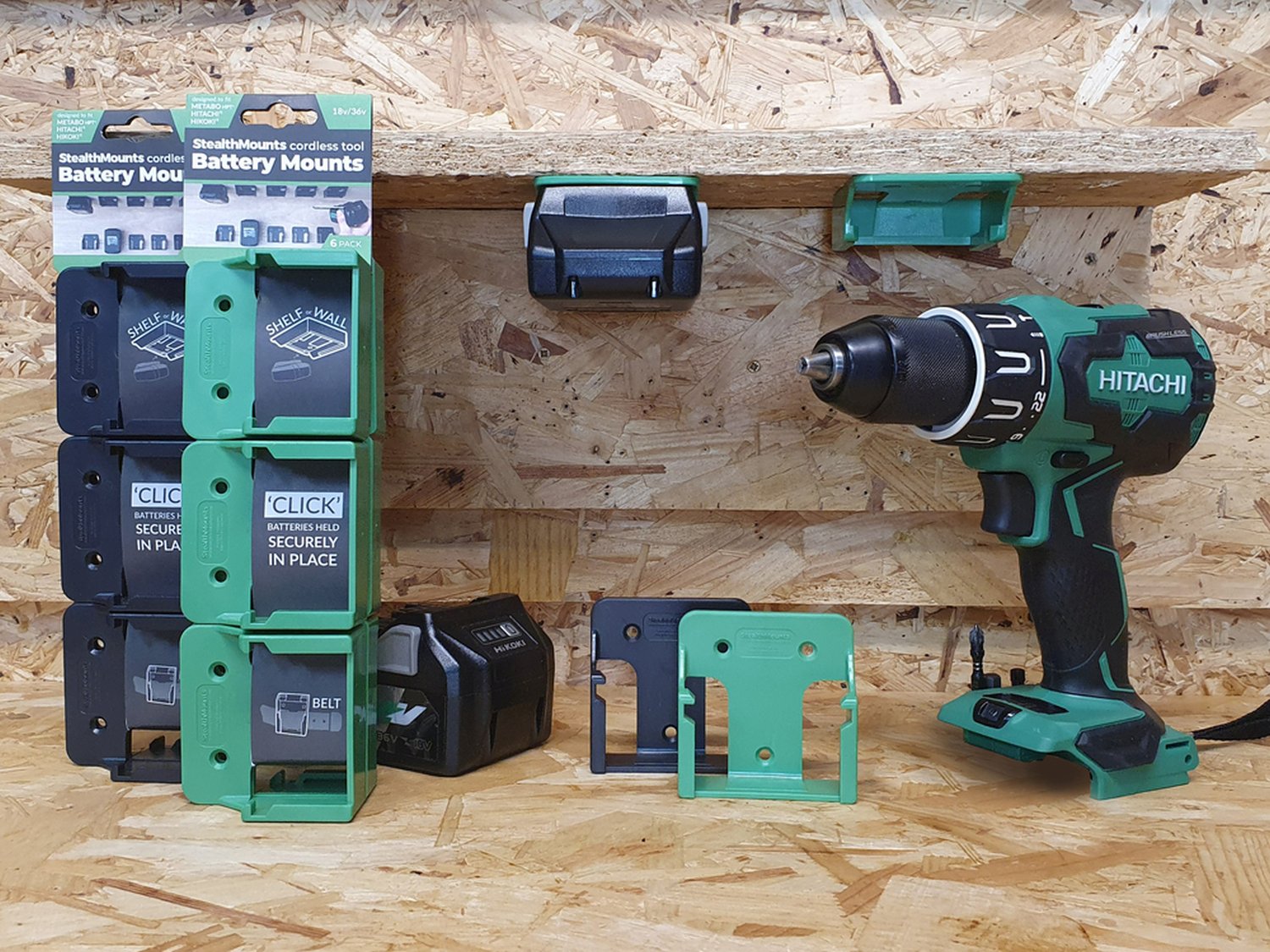 StealthMounts Battery Mounts for Metabo HPT, 6-Pack