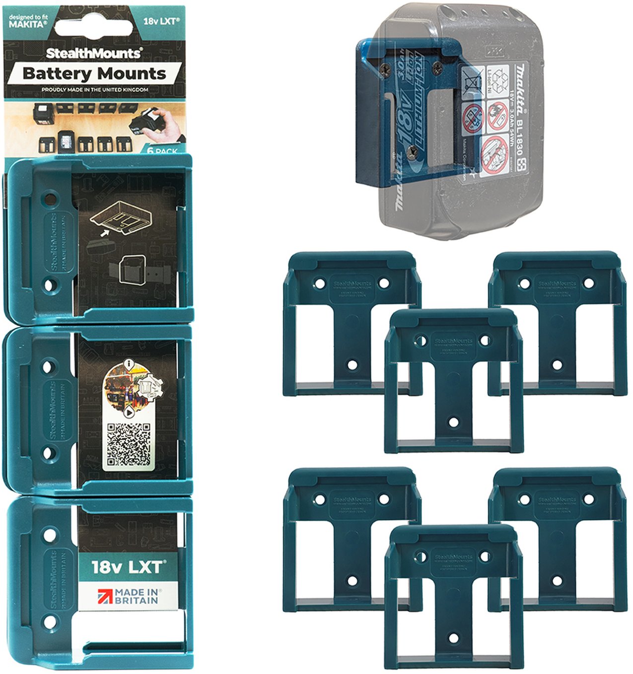 StealthMounts Battery Mounts for Makita 18V LXT, 6-Pack
