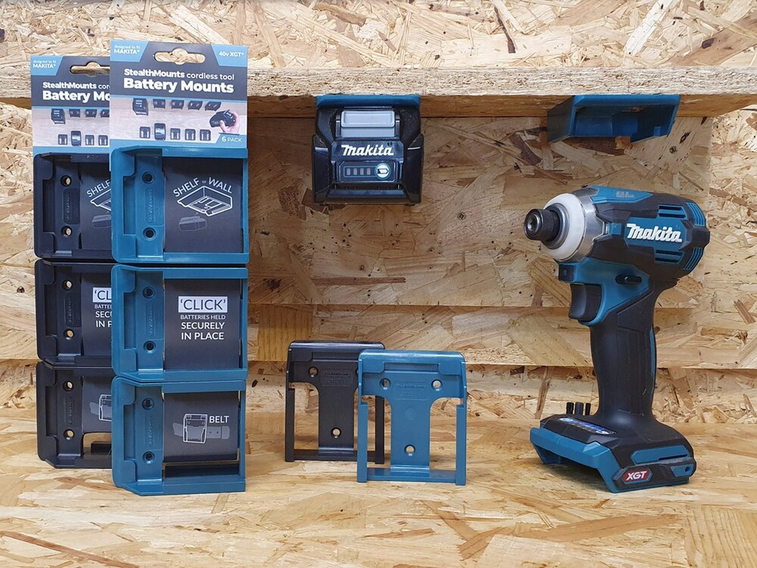 StealthMounts Battery Mounts for Makita 40V XGT, 6-Pack