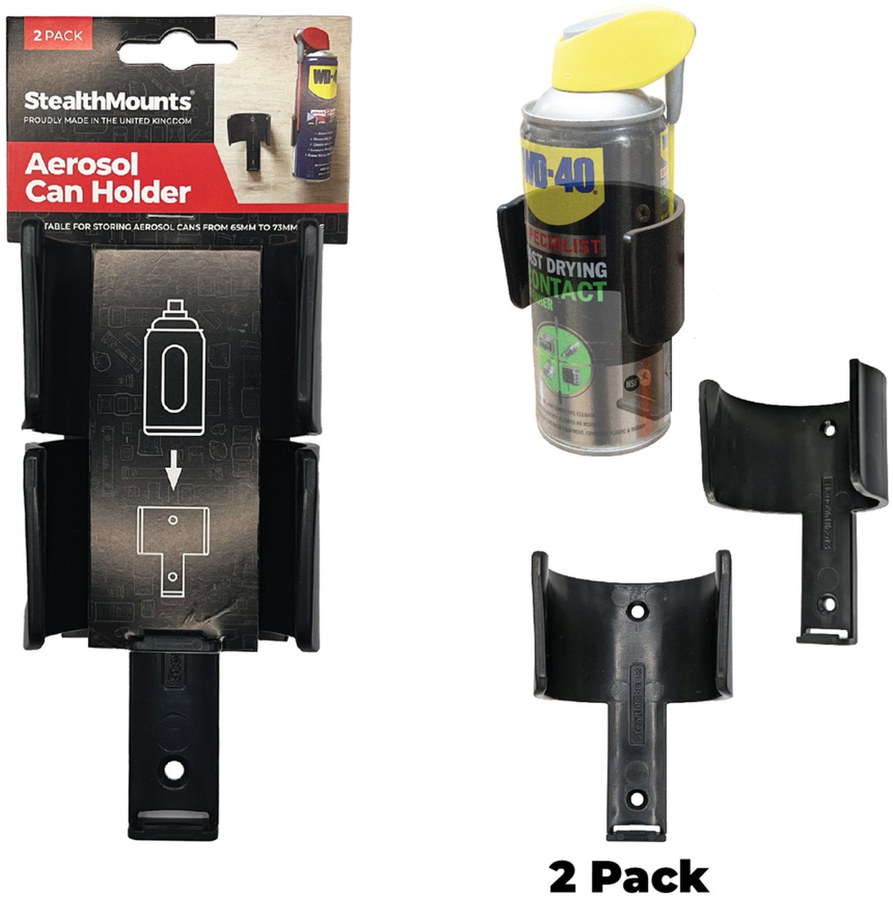 StealthMounts Aerosol Can Holder Black, 2-Pack