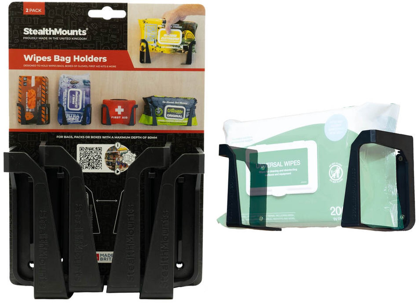 StealthMounts Wipe Holder Black, 2-Pack