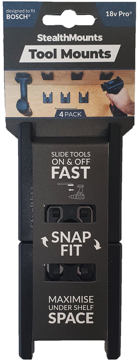 StealthMounts Tool Mounts for Bosch 18V Black, 4-Pack