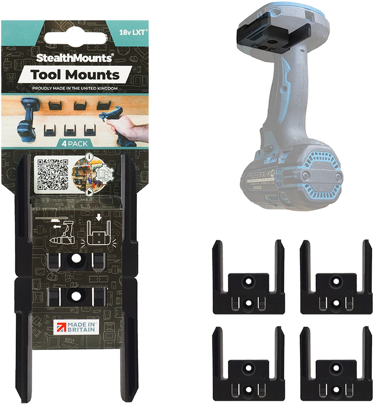 StealthMounts Tool Mounts for Makita 18V LXT, 4-Pack
