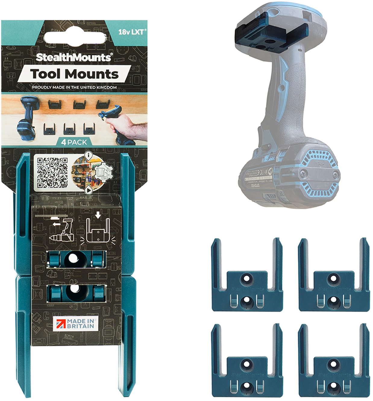 StealthMounts Tool Mounts for Makita 18V LXT, 4-Pack