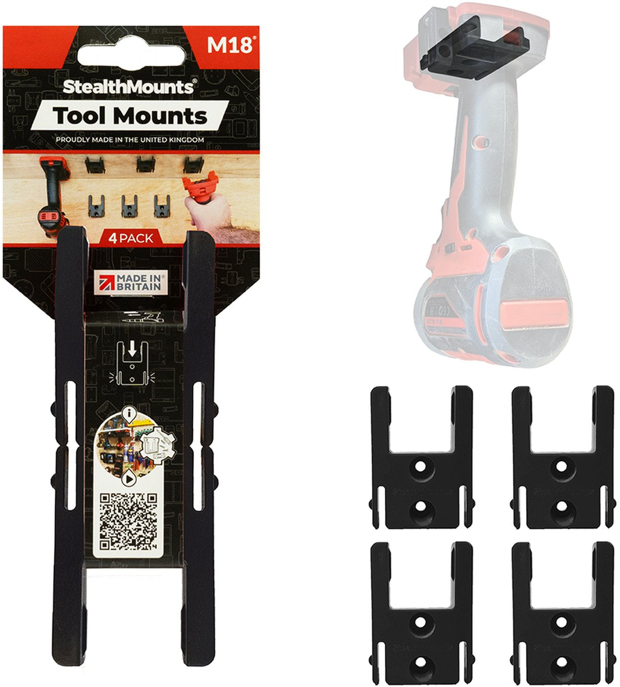 StealthMounts Tool Mounts for Milwaukee M18, 4-Pack