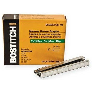 Bostitch SX50351/2G-7M 1/2" 18-Gauge 7/32" Narrow Crown Finish Staples, 7000-Pack