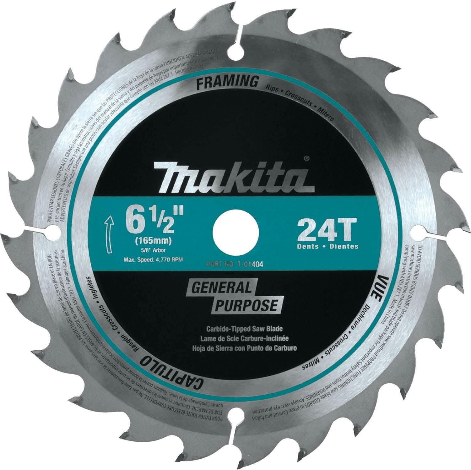 Makita XSS02Z 18V LXT Cordless 6-1/2" Circular Saw, Tool Only with 6-1/2 in. Framing and Fine Crosscutting Blades