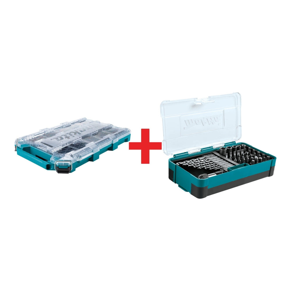 Makita MAKTRAK Low-Profile Medium Organizer with 48 Pc. Metric High Speed Steel Drill Bit, Screw BIt and Socket Set